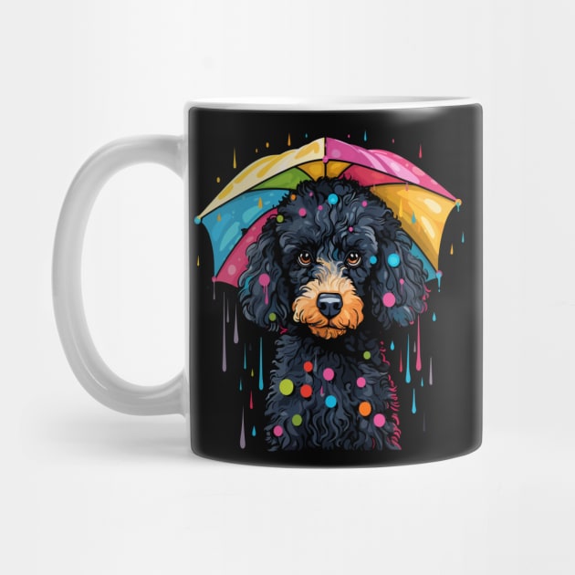 Poodle Rainy Day With Umbrella by JH Mart